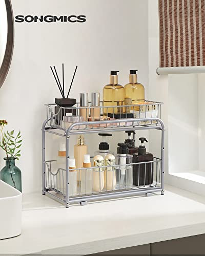 Organizator bucatarie, Songmics, Argintiu, 36x21x25.5-31.5 cm Organizator bucatarie, Songmics, Argintiu, 36x21x25.5-31.5 cm