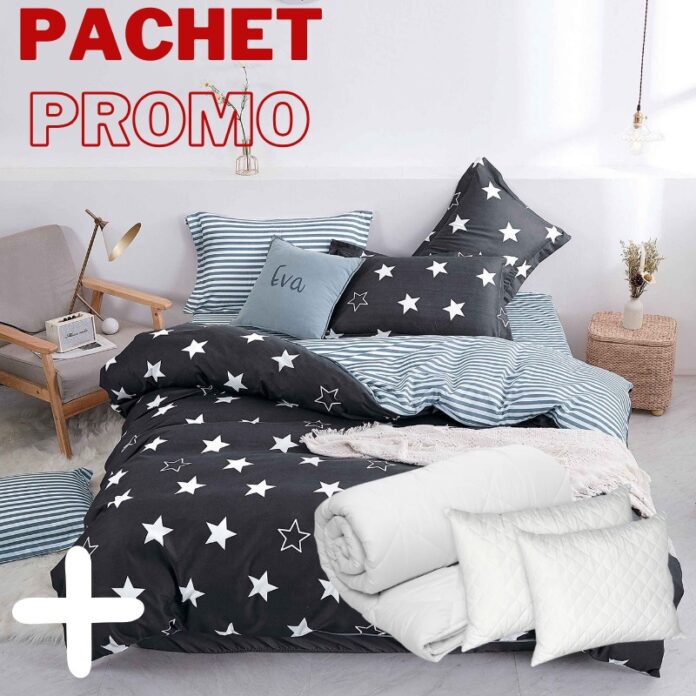 Pachet Lenjerie + Pilota + Perne Falling Star 4 Piese Pachet Lenjerie + Pilota + Perne Falling Star 4 Piese