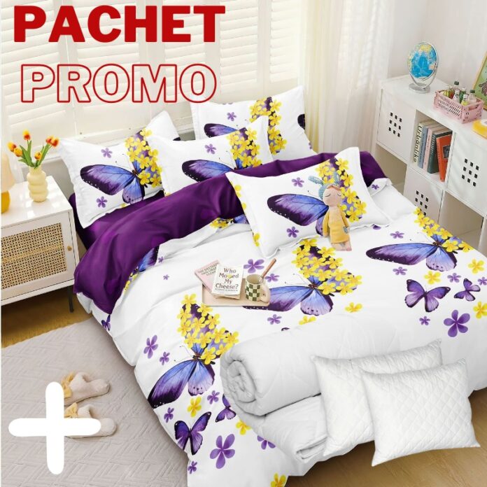 Pachet Lenjerie + Pilota + Perne Purpy 4 Piese Pachet Lenjerie + Pilota + Perne Purpy 4 Piese