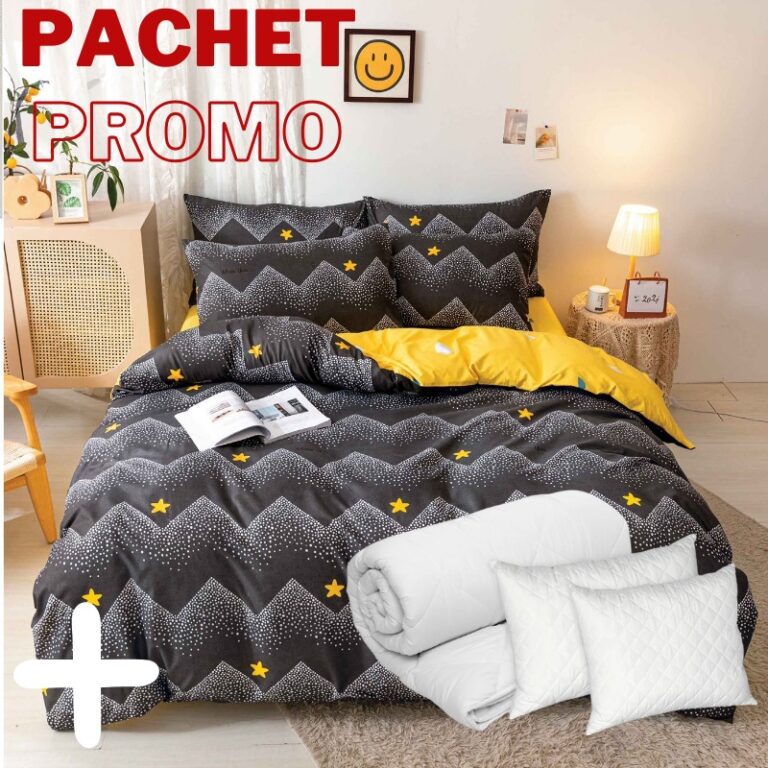 Pachet Lenjerie + Pilota + Perne Yellow Star 4 Piese