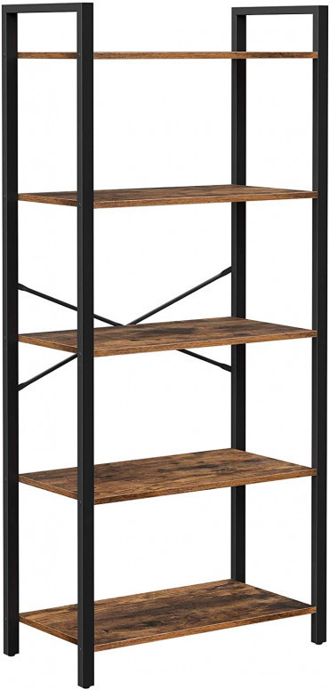 Raft cu 5 Polițe Model Avalynn, Maro rustic/Negru, 66x30x153 cm Raft cu 5 Polițe Model Avalynn, Maro rustic/Negru, 66x30x153 cm