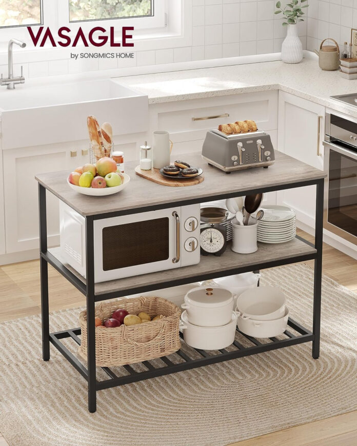 Raft de organizatoare pentru Bucatarie Model Saylor, Gri/Negru, 120x60x90 cm Raft de organizatoare pentru Bucatarie Model Saylor, Gri/Negru, 120x60x90 cm