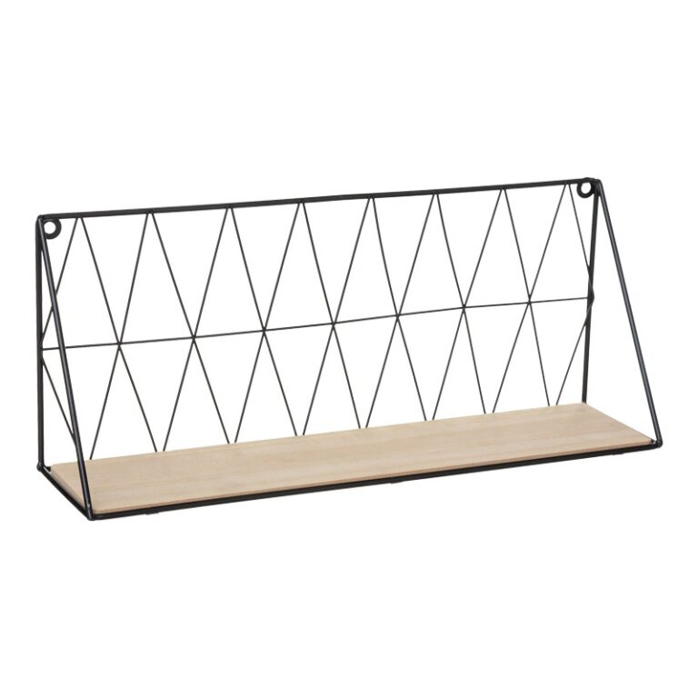 Raft de perete Anneza, natural/negru, 48x12x20 cm