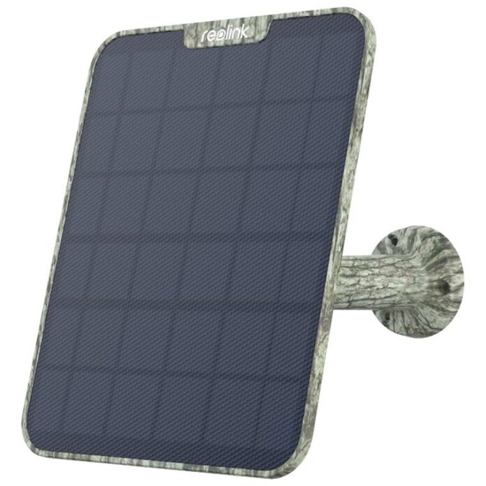 Panou solar cu camuflaj pentru camere vanatoare Reolink, cablu 4 m, mufa USB-C Panou solar cu camuflaj pentru camere vanatoare Reolink, cablu 4 m, mufa USB-C