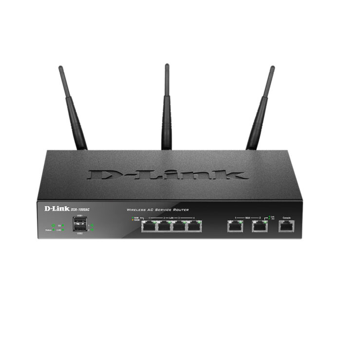 Router wireless Gigabit Dual Band D-Link AC Unified DSR-1000AC, VPN, 4 porturi LAN, 2 porturi WAN, 1 port consola, USB, 1750 Mbps Router wireless Gigabit Dual Band D-Link AC Unified DSR-1000AC, VPN, 4 porturi LAN, 2 porturi WAN, 1 port consola, USB, 1750 Mbps