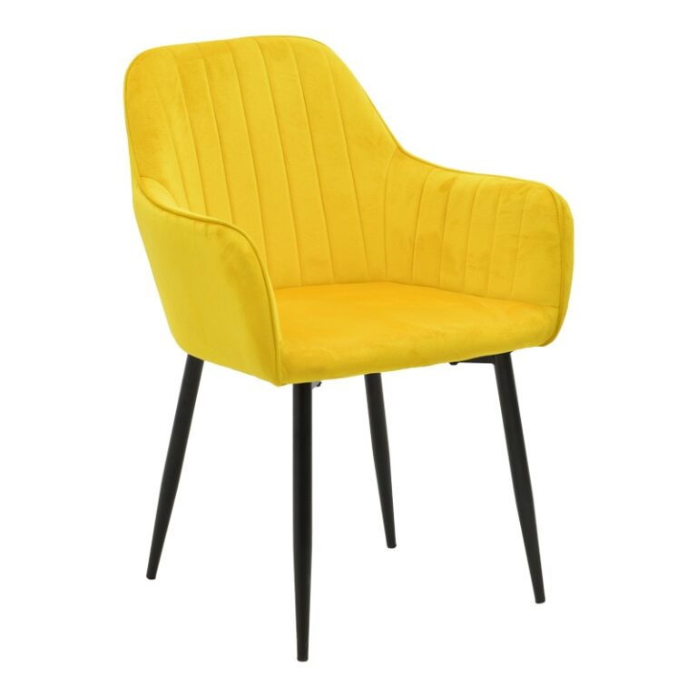 Scaun cu Brate Model Noor, Galben/Negru , 58x58x86 cm