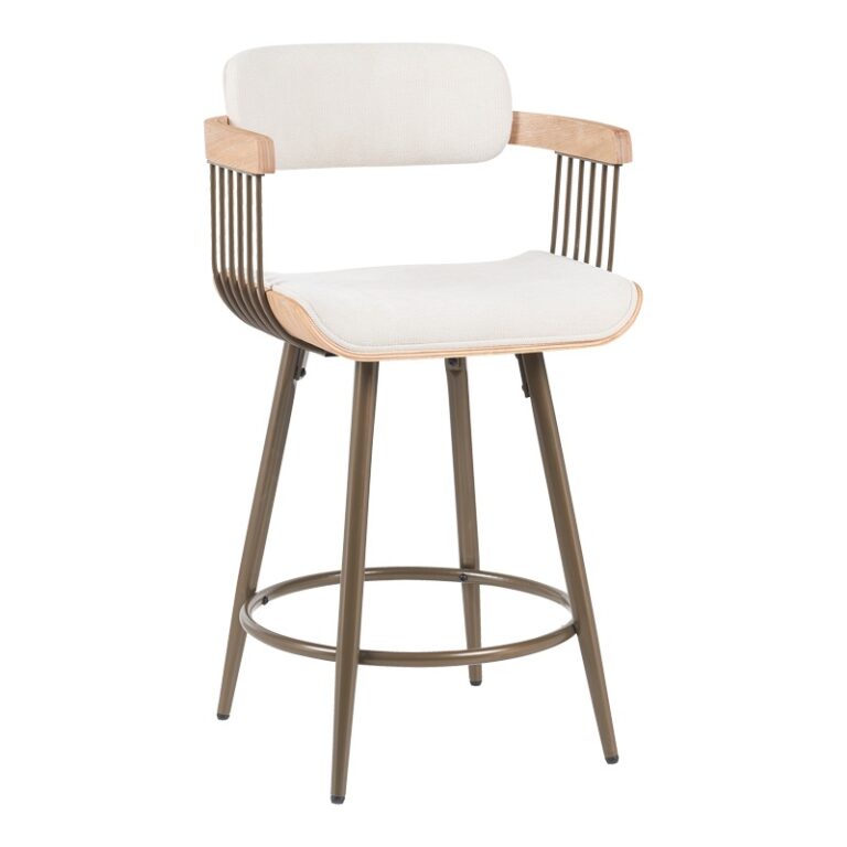 Scaun de bar Cameo, bronz/alb/bej, 53x50x93 cm