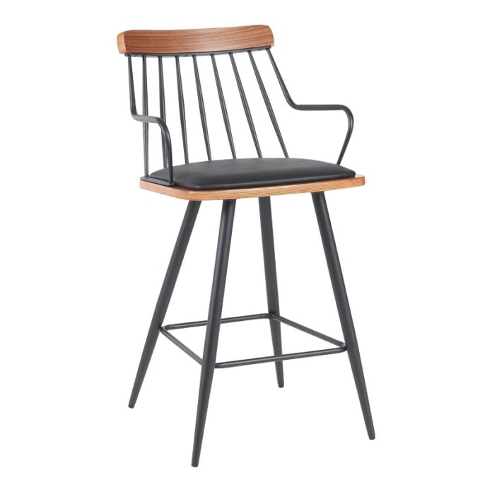 Scaun de bar Posse, negru/nuc, 48x54x92.5 cm Scaun de bar Posse, negru/nuc, 48x54x92.5 cm