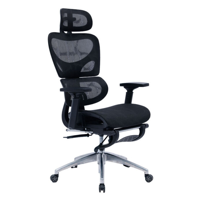Scaun de birou manager cu suport pentru picioare Thelonius plasa negru Scaun de birou manager cu suport pentru picioare Thelonius plasa negru
