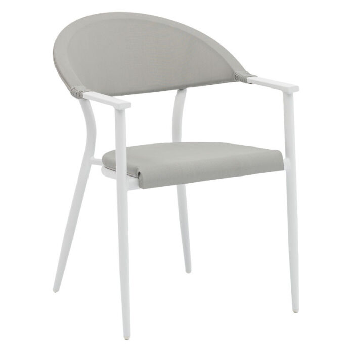 Scaun de gradina Pino aluminiu alb, textilena gri Scaun de gradina Pino aluminiu alb, textilena gri