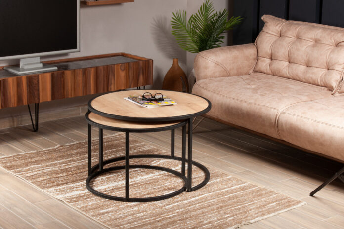 Set 2 Masute de Cafea Model Barron, 66x66x43/80x80x50 cm, Stejar/Negru Set 2 Masute de Cafea Model Barron, 66x66x43/80x80x50 cm, Stejar/Negru