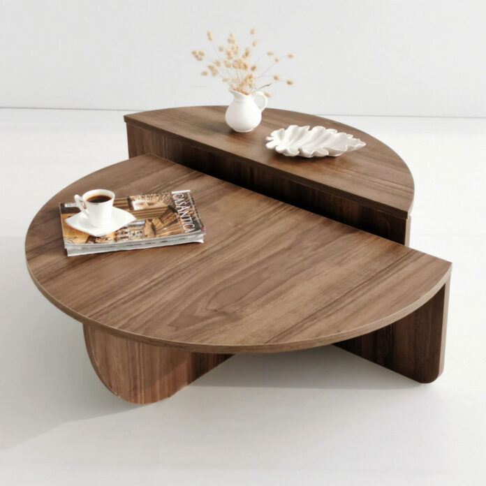 Set 2 Masute de Cafea Model Hayes, 90x60x30/85x30x35 cm, Nuc Set 2 Masute de Cafea Model Hayes, 90x60x30/85x30x35 cm, Nuc