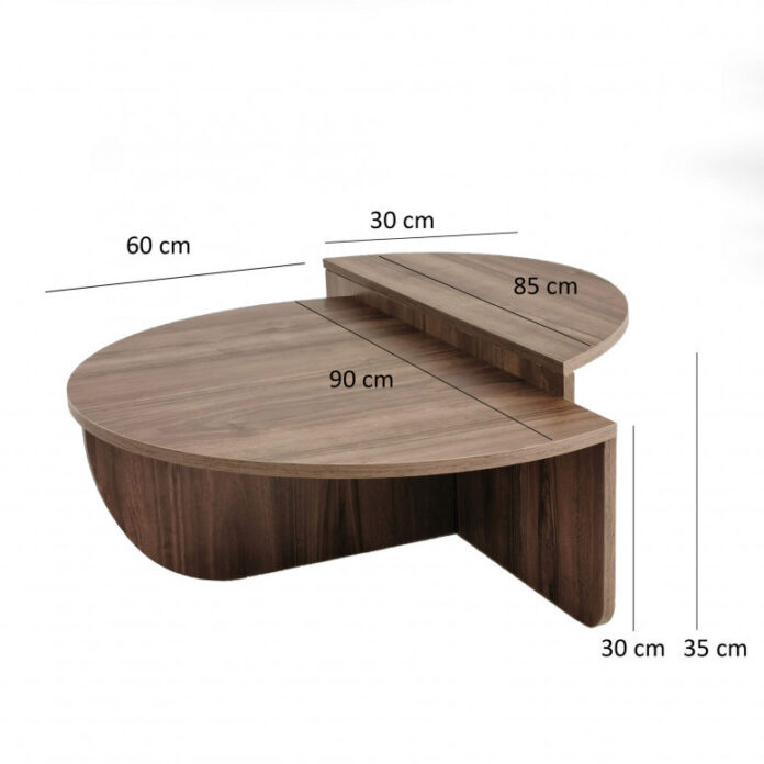 Set 2 Masute de Cafea Model Hayes, 90x60x30/85x30x35 cm, Nuc Set 2 Masute de Cafea Model Hayes, 90x60x30/85x30x35 cm, Nuc