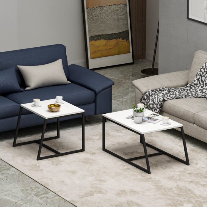 Set 2 Masute de Cafea Model Lucas, 75x50x38/55x57x45 cm, Alb Set 2 Masute de Cafea Model Lucas, 75x50x38/55x57x45 cm, Alb