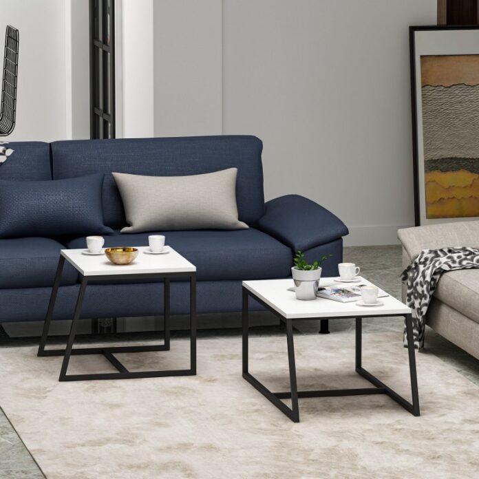 Set 2 Masute de Cafea Model Lucas, 75x50x38/55x57x45 cm, Alb Set 2 Masute de Cafea Model Lucas, 75x50x38/55x57x45 cm, Alb
