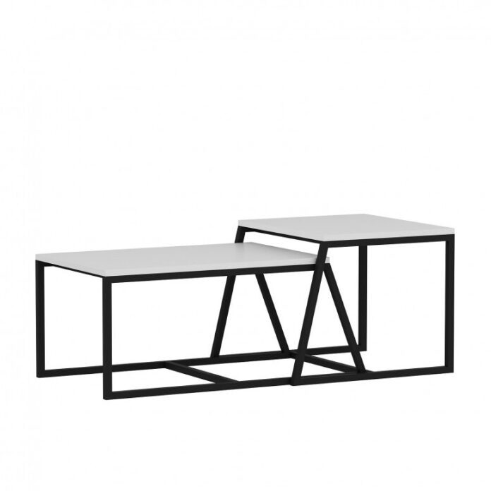 Set 2 Masute de Cafea Model Lucas, 75x50x38/55x57x45 cm, Alb Set 2 Masute de Cafea Model Lucas, 75x50x38/55x57x45 cm, Alb