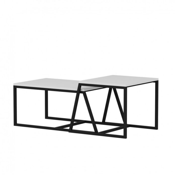 Set 2 Masute de Cafea Model Lucas, 75x50x38/55x57x45 cm, Alb Set 2 Masute de Cafea Model Lucas, 75x50x38/55x57x45 cm, Alb
