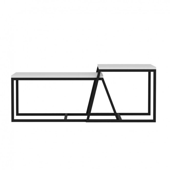Set 2 Masute de Cafea Model Lucas, 75x50x38/55x57x45 cm, Alb Set 2 Masute de Cafea Model Lucas, 75x50x38/55x57x45 cm, Alb