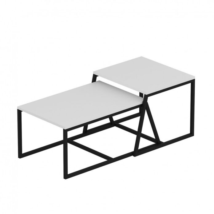 Set 2 Masute de Cafea Model Lucas, 75x50x38/55x57x45 cm, Alb Set 2 Masute de Cafea Model Lucas, 75x50x38/55x57x45 cm, Alb