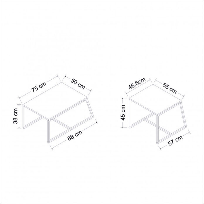 Set 2 Masute de Cafea Model Lucas, 75x50x38/55x57x45 cm, Alb Set 2 Masute de Cafea Model Lucas, 75x50x38/55x57x45 cm, Alb