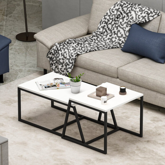 Set 2 Masute de Cafea Model Lucas, 75x50x38/55x57x45 cm, Alb Set 2 Masute de Cafea Model Lucas, 75x50x38/55x57x45 cm, Alb