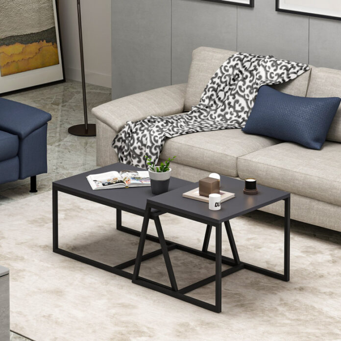Set 2 Masute de Cafea Model Lucas, 75x50x38/55x57x45 cm, Antracit Set 2 Masute de Cafea Model Lucas, 75x50x38/55x57x45 cm, Antracit