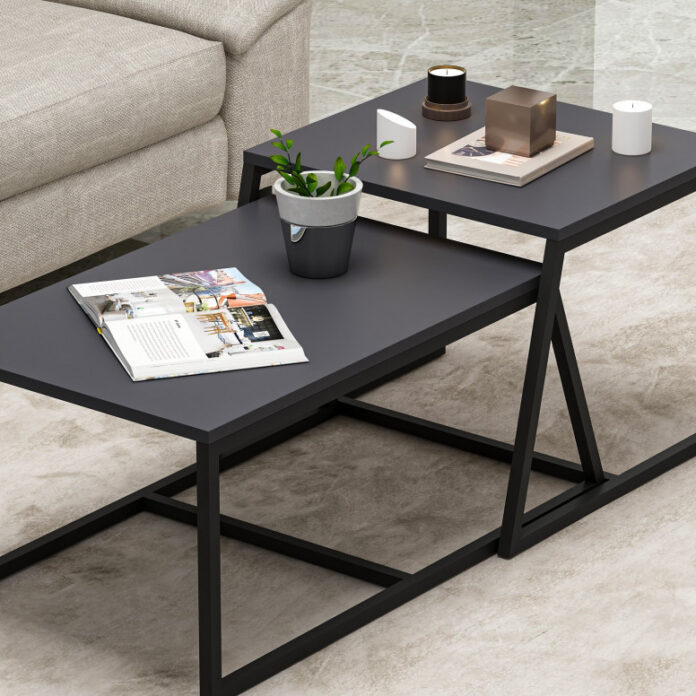Set 2 Masute de Cafea Model Lucas, 75x50x38/55x57x45 cm, Antracit Set 2 Masute de Cafea Model Lucas, 75x50x38/55x57x45 cm, Antracit