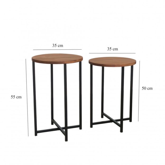 Set 2 Masute de Cafea Model Lynch, 35x35x55/35x35x50 cm, Stejar/Negru Set 2 Masute de Cafea Model Lynch, 35x35x55/35x35x50 cm, Stejar/Negru