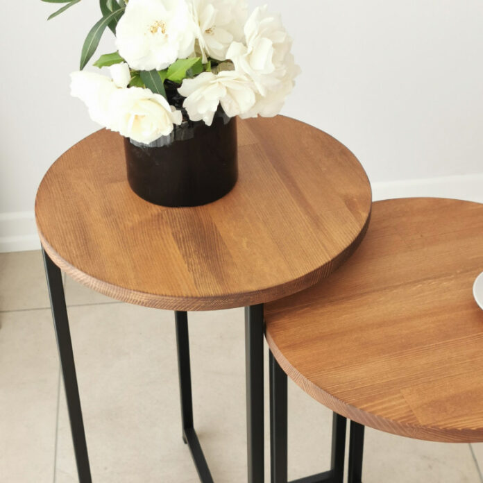 Set 2 Masute de Cafea Model Lynch, 35x35x55/35x35x50 cm, Stejar/Negru Set 2 Masute de Cafea Model Lynch, 35x35x55/35x35x50 cm, Stejar/Negru