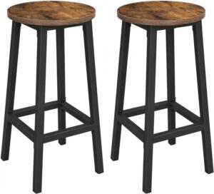 Set 2 scaune de bar Model Kimberly, Maro rustic/Negru, 30x30x65 cm Set 2 scaune de bar Model Kimberly, Maro rustic/Negru, 30x30x65 cm