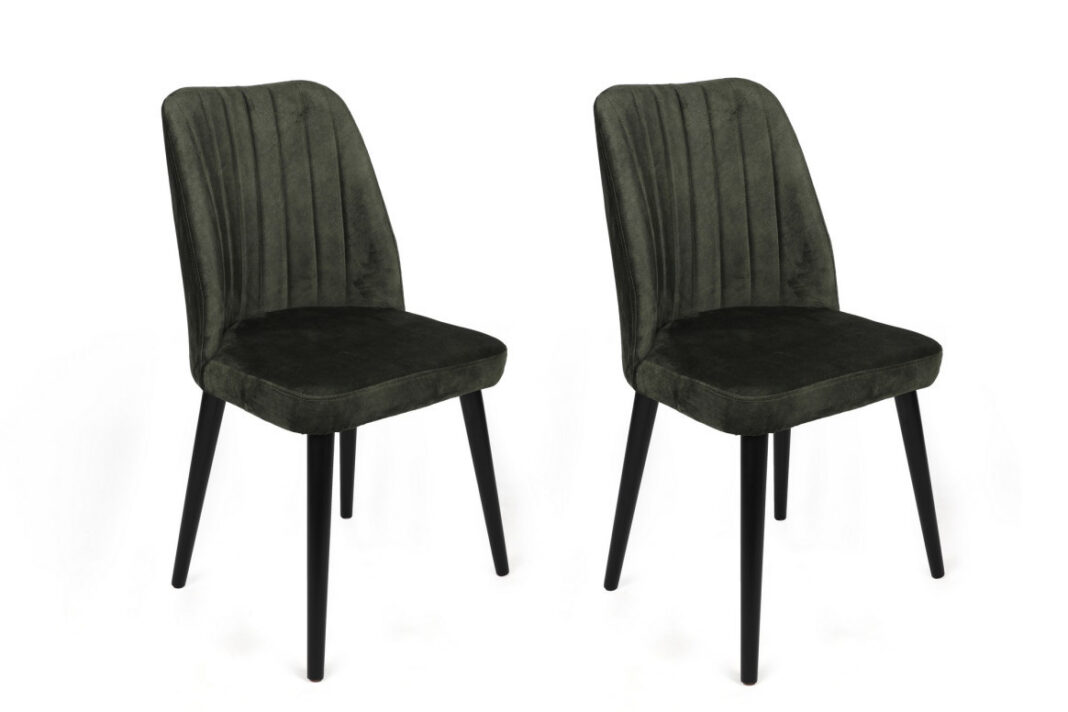 Set 2 scaune Model Alfa-432, Kaki/Negru, 50x49x90 cm Set 2 scaune Model Alfa-432, Kaki/Negru, 50x49x90 cm