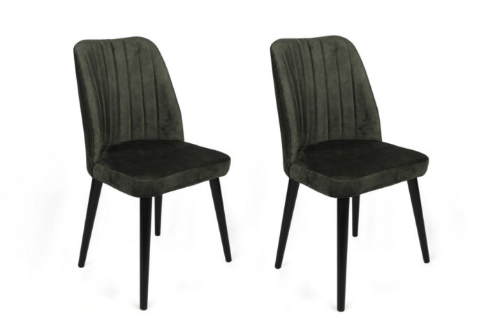Set 2 scaune Model Alfa-432, Kaki/Negru, 50x49x90 cm Set 2 scaune Model Alfa-432, Kaki/Negru, 50x49x90 cm