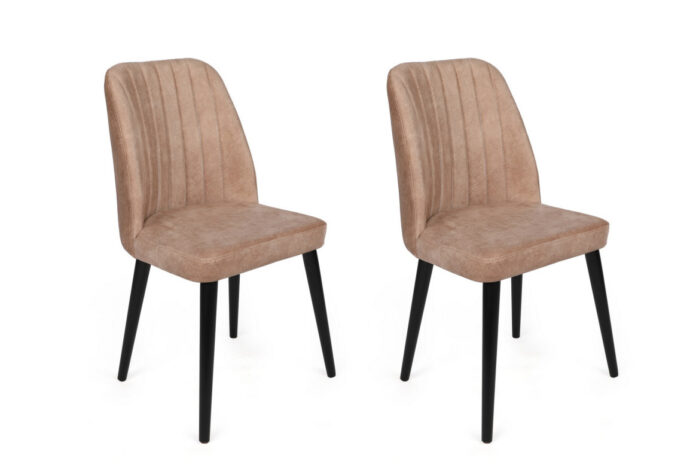 Set 2 scaune Model Alfa-433, Bej/Negru, 50x49x90 cm Set 2 scaune Model Alfa-433, Bej/Negru, 50x49x90 cm