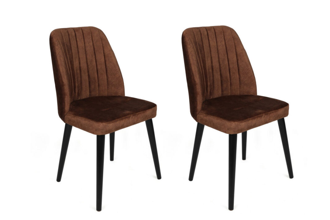 Set 2 scaune Model Alfa-436, Maro/Negru, 50x49x90 cm Set 2 scaune Model Alfa-436, Maro/Negru, 50x49x90 cm