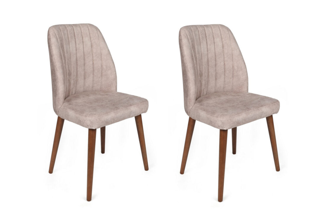 Set 2 scaune Model Alfa-465, Bej/Nuc, 50x49x90 cm Set 2 scaune Model Alfa-465, Bej/Nuc, 50x49x90 cm