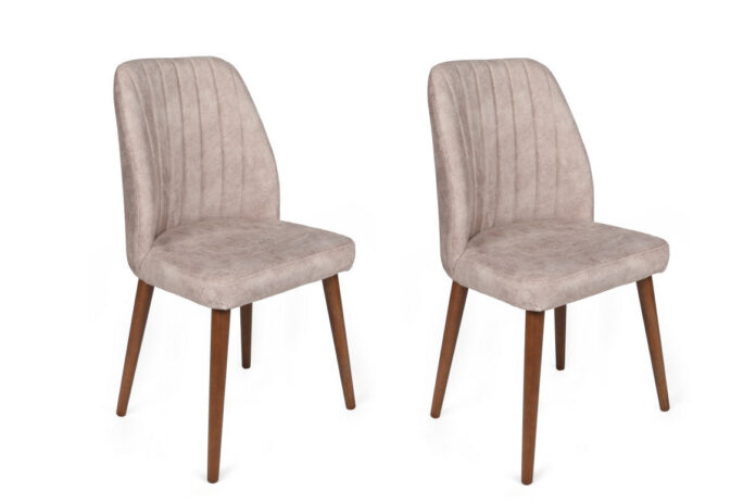 Set 2 scaune Model Alfa-465, Bej/Nuc, 50x49x90 cm Set 2 scaune Model Alfa-465, Bej/Nuc, 50x49x90 cm