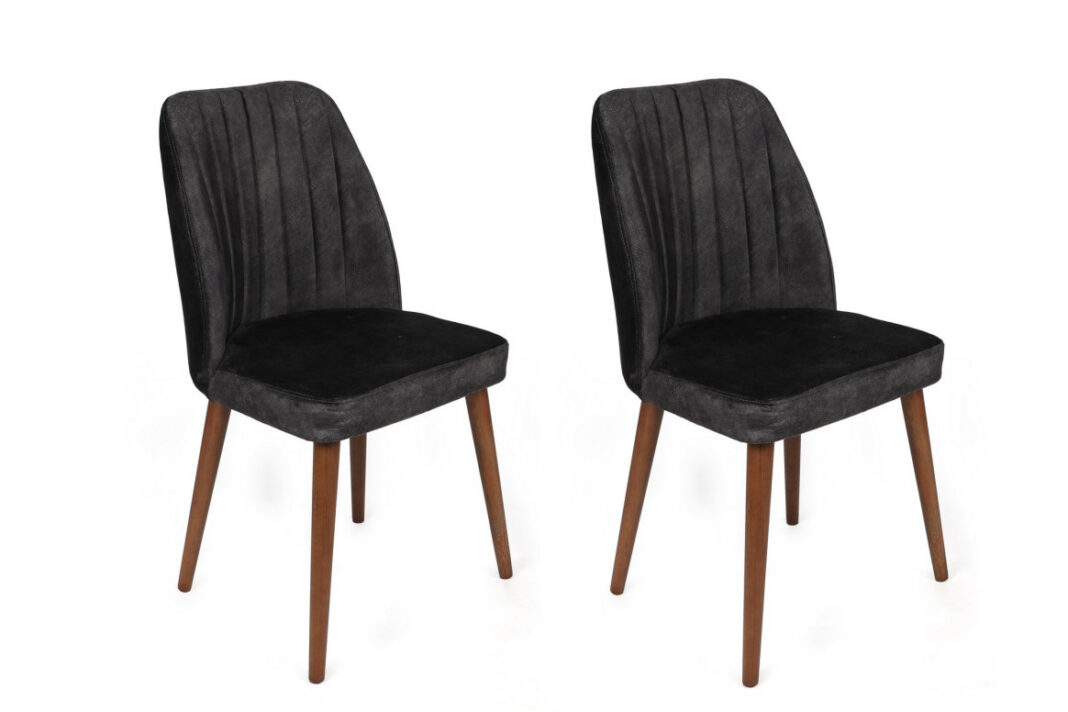 Set 2 scaune Model Alfa-467, Antracit/Nuc, 50x49x90 cm Set 2 scaune Model Alfa-467, Antracit/Nuc, 50x49x90 cm