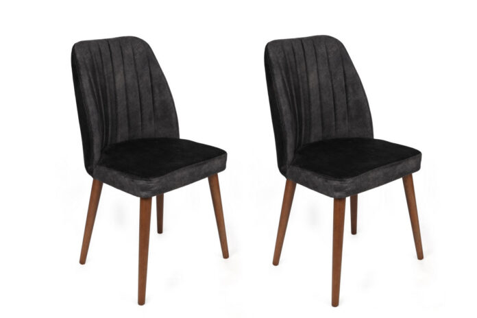Set 2 scaune Model Alfa-467, Antracit/Nuc, 50x49x90 cm Set 2 scaune Model Alfa-467, Antracit/Nuc, 50x49x90 cm