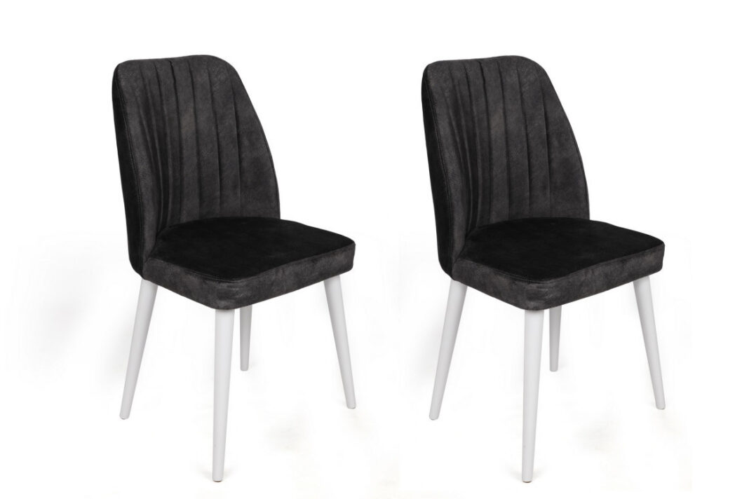 Set 2 scaune Model Alfa-497, Antracit/Alb, 50x49x90 cm Set 2 scaune Model Alfa-497, Antracit/Alb, 50x49x90 cm