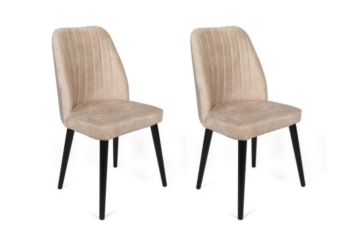 Set 2 scaune Model Alfa, Crem/Negru, 50x49x90 cm Set 2 scaune Model Alfa, Crem/Negru, 50x49x90 cm