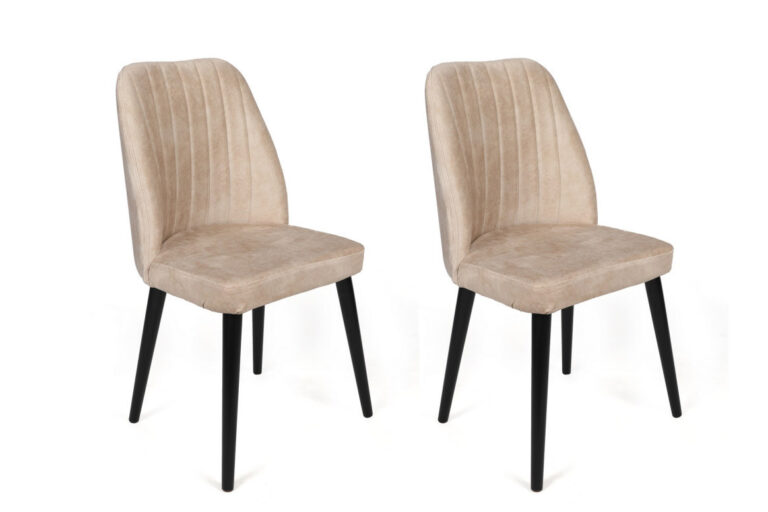 Set 2 scaune Model Alfa, Crem/Negru, 50x49x90 cm