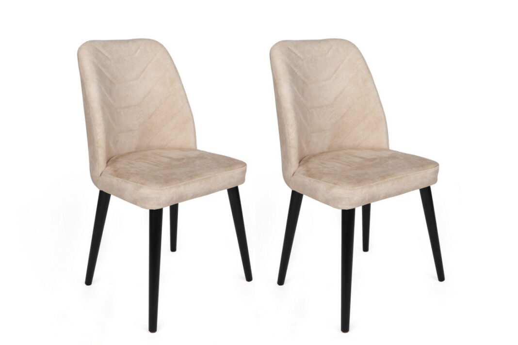 Set 2 scaune Model Dallas-520, Bej/Negru, 50x49x90 cm Set 2 scaune Model Dallas-520, Bej/Negru, 50x49x90 cm