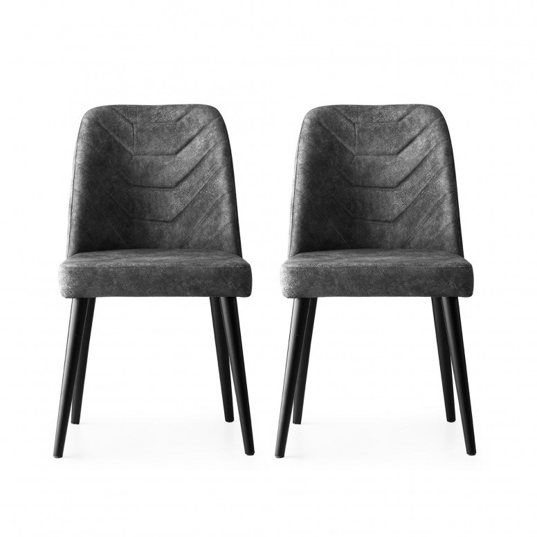 Set 2 scaune Model Dallas, Gri, 50x49x90 cm Set 2 scaune Model Dallas, Gri, 50x49x90 cm