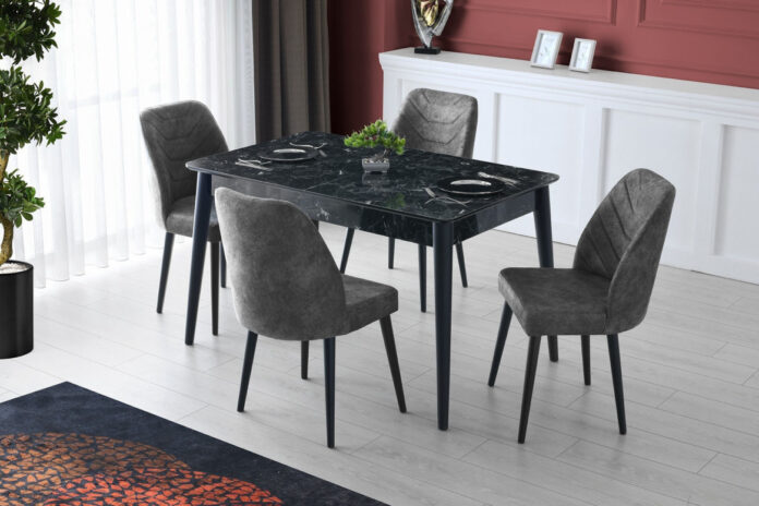 Set 2 scaune Model Dallas, Gri, 50x49x90 cm Set 2 scaune Model Dallas, Gri, 50x49x90 cm