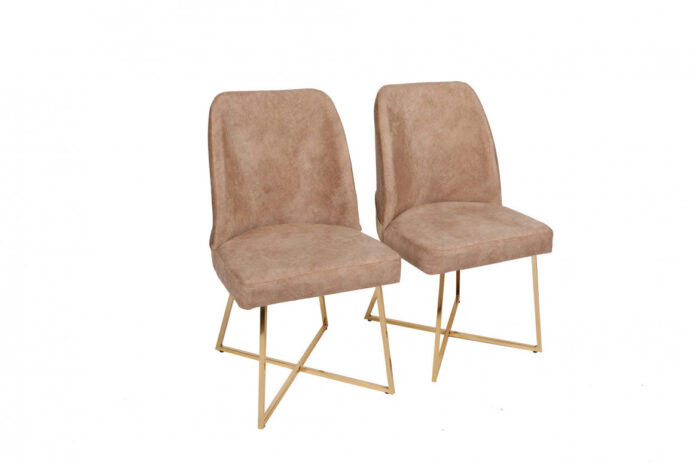 Set 2 scaune Model Madrid, Bej/Auriu, 50x49x90 cm Set 2 scaune Model Madrid, Bej/Auriu, 50x49x90 cm