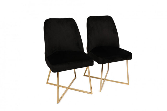 Set 2 scaune Model Madrid, Negru/Gri/Auriu, 50x49x90 cm Set 2 scaune Model Madrid, Negru/Gri/Auriu, 50x49x90 cm