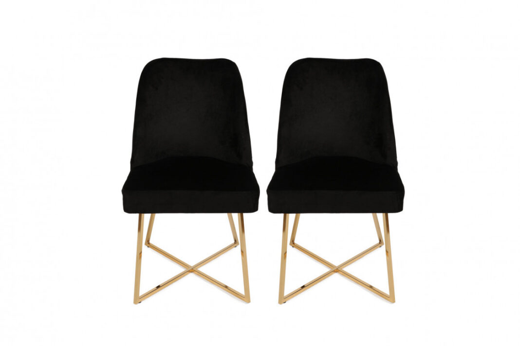 Set 2 scaune Model Madrid, Negru/Gri/Auriu, 50x49x90 cm Set 2 scaune Model Madrid, Negru/Gri/Auriu, 50x49x90 cm