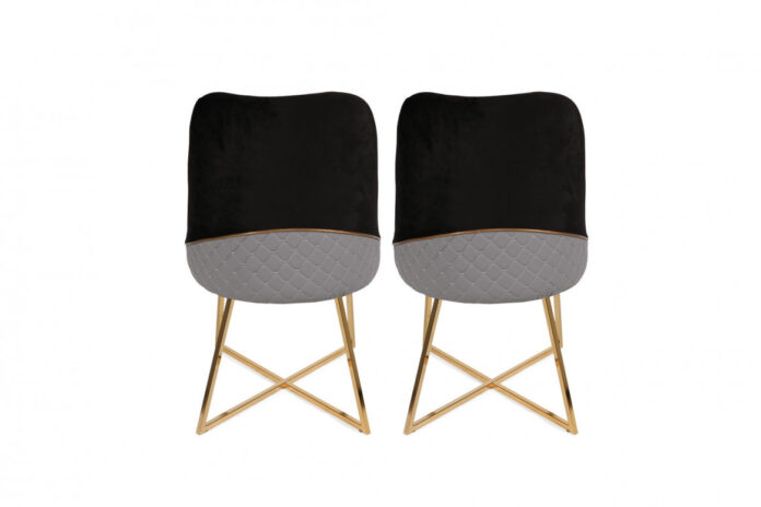 Set 2 scaune Model Madrid, Negru/Gri/Auriu, 50x49x90 cm Set 2 scaune Model Madrid, Negru/Gri/Auriu, 50x49x90 cm