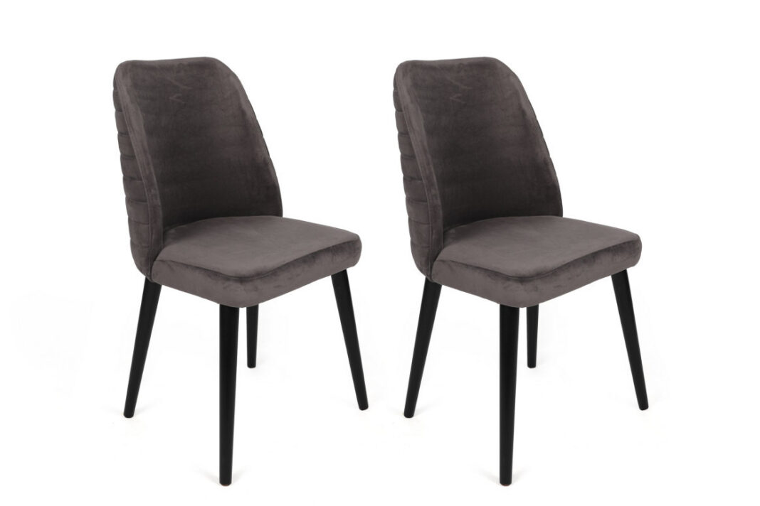 Set 2 scaune Model Tutku-301, Antracit/Negru, 50x49x90 cm Set 2 scaune Model Tutku-301, Antracit/Negru, 50x49x90 cm