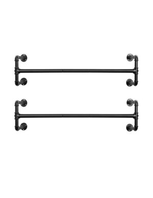 Set 2 sine de haine montaj perete, Songmics, 110 x 30 x 29.3 cm, HSR64BK-02 Negru Set 2 sine de haine montaj perete, Songmics, 110 x 30 x 29.3 cm, HSR64BK-02 Negru